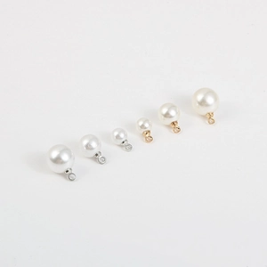 DIY ABS imitation pearl pendants in various sizes with gold and silver metal loops