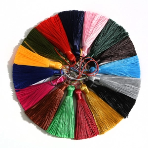 Colorful 8cm silk tassels with hanging loops in various colors for DIY craft and bookmarks