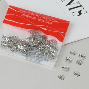 Silver flower bead caps for DIY jewelry making and earring accessory components