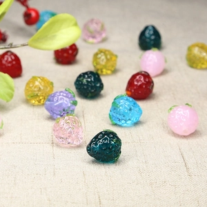 Translucent colorful glass strawberry beads for DIY jewelry making and craft supplies