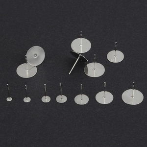 Stainless Steel Flat Pad Earring Posts DIY Jewelry Making Accessories Silver Gold Earring Stud Base For Handmade Crafts