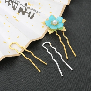 Pic à Cheveux en Alliage Forme de U Vague Minimaliste Plaqué Or Argent pour Femme Style Ancien Accessoire de Coiffure DIY