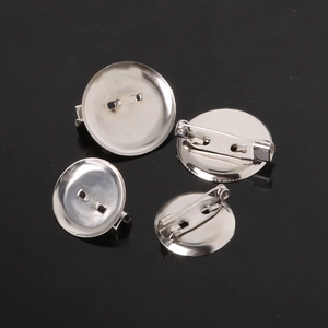 Base per Spilla Tonda in Metallo Fai-da-te Con Spille di Sicurezza Tonalità Argento Accessori per Creazione Gioielli