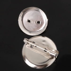Base per spilla rotonda in metallo argento lucido fai-da-te con chiusura a spilla sicura