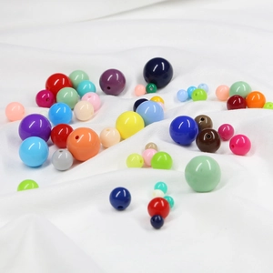 Cuentas redondas de acrílico de colores 6-10 mm con agujeros para joyería y artesanía DIY