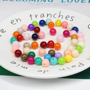 Mix of 6-10mm solid acrylic round beads in vibrant colors for DIY jewelry and crafts
