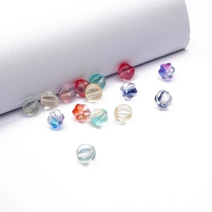 Perles citrouille nervurées en verre coloré 8-10mm et étoiles pour bijoux DIY et épingles