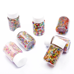 Colorful 2mm glass seed bead set in 6 clear bottles for DIY jewelry making and crafts