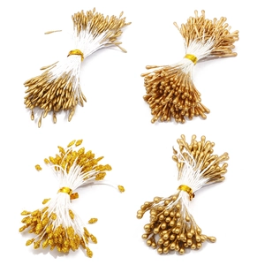 Set di stami artificiali dorati con finiture perlate e glitterate per fai-da-te