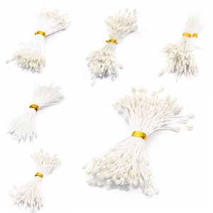 White artificial stamen assortments with pearly drops for DIY floral crafting and decor