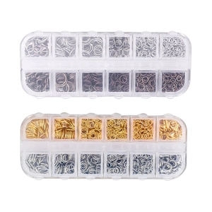Kit per la Creazione di Gioielli DIY Anelli di Salto Aperti in Lega Moschettoni Con Scatola a 12 Griglie Set di Strumenti di Riparazione