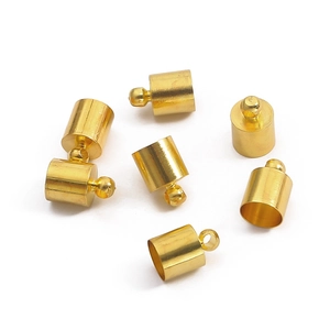 Polished golden copper tassels cap cord end connectors for jewelry making accessories