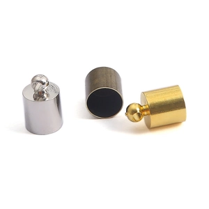 3-8mm copper cord ends caps with rings in silver, bronze and gold for DIY jewelry making