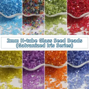 Glass Bugle Beads Iridescent Series Tube Shaped Small Seed Beads For DIY Jewelry Making Embroidery Craft Accessories