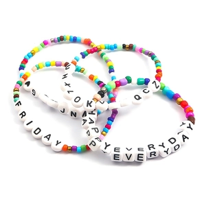 Colorful acrylic alphabet beads and elastic bracelet set for DIY jewelry making
