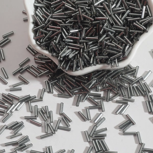 DIY gunmetal silver cylindrical glass bugle beads for handmade embroidery and jewelry