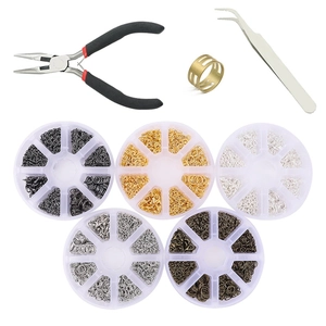 Kit de Accesorios para Fabricación de Joyas DIY Anillas Abiertas Cierres de Langosta Cadenas de Extensión Aleación Galvanizada Accesorios de Reparación con Caja