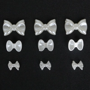 Mixed set of 9 white ABS pearl bow accessories in three styles for DIY crafts and jewelry