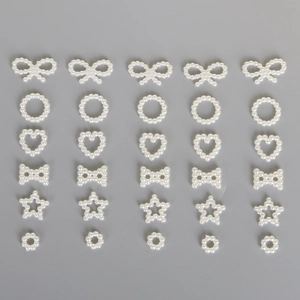 Assorted white ABS pearl charms in heart star and bow shapes for DIY hair accessories