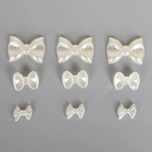 Pearlescent ABS bow-shaped DIY charms in three sizes for crafts and hair accessories