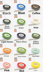 Detailed grid of fifteen colorful floral tapes for DIY bouquet stem wrapping and crafts