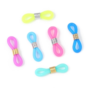Colorful silicone eyeglass chain connectors with adjustable gold and silver metal coils
