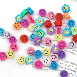 Colorful smiley flower polymer clay beads for DIY earring and jewelry making