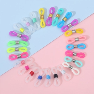 Stainless Steel Eyeglass Chain Silicone Ends Anti-Slip Connectors Adjustable Metal Loop Buckles For Glasses Holder DIY Jewelry Making Accessories