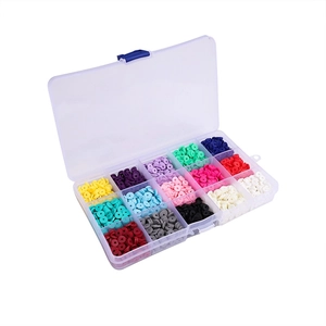 DIY jewelry kit with 6mm polymer clay beads in 15 vibrant colors and storage box
