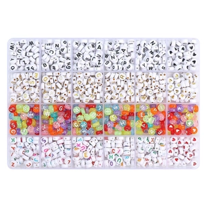 24-grid acrylic alphabet bead set for DIY bracelets featuring various colorful letter beads