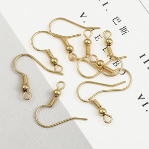 18K vergoldete Kupfer-Ohrhaken mit Spirale und Perle für die DIY-Schmuckherstellung