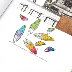 Handmade gradient fairy wings resin charms with gold foil for DIY jewelry making