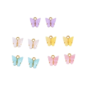 Kleurrijke vlinderhangers van legering en hars voor DIY sieraden met gouden ophangringen