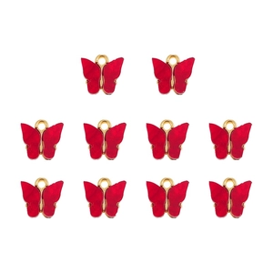 Set van tien rode acryl vlinderhangers met goudkleurige randen voor DIY-sieraden maken