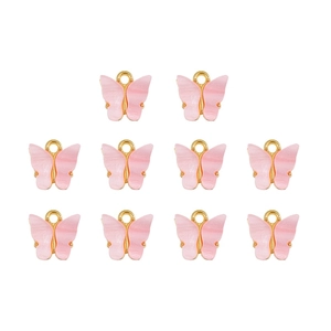 Set van tien roze marmeren vlinderbedeltjes met gouden ringen voor DIY sieraden maken