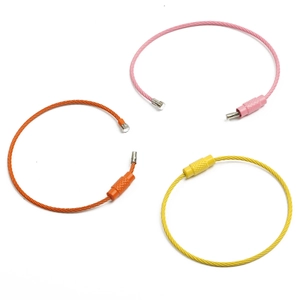 Colorful Stainless Steel Lacquered Wire Key Ring Screw Locking Cable Loop Luggage Tag Holder For Outdoor Travel Organizer
