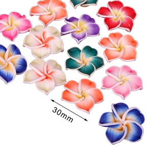 Détail de fleurs de frangipanier colorées de 30mm pour la création de bijoux DIY