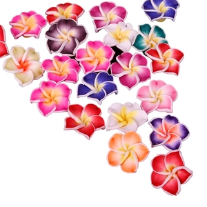 Lot de fleurs de frangipanier colorées en pâte polymère pour la création de bijoux DIY