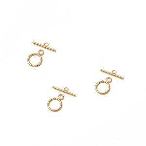 9mm 18K gold plated OT toggle clasp connectors for jewelry making on white background