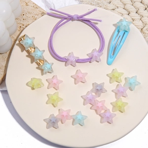 Star-themed acrylic hair accessories set with macaron colored beads and clips