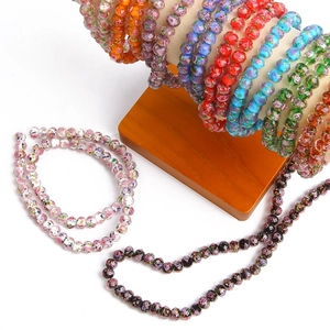 Faceted glass wheel beads with floral patterns for DIY jewelry making and bracelets