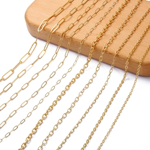Chaîne de Bijoux DIY en Métal Plaqué Or 18K pour Fabrication de Colliers Bracelets Chaînes O-Chain Cross Paperclip