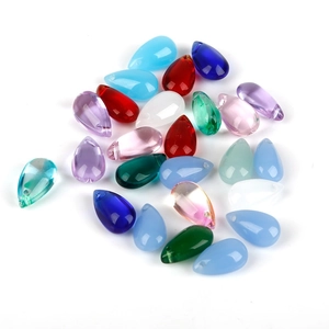 Perle in vetro colorate a goccia d'acqua con fori per creazione gioielli fai-da-te