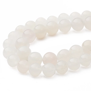 Perles rondes en agate blanche naturelle polie pour bracelets bijoux artisanaux