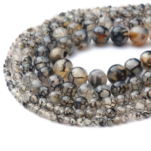 Natuurlijke Zwarte Drakenader Agaat Ronde Losse Kralen Voor DIY Sieraden Maken Armband Ketting Handmade Craft Materiaal