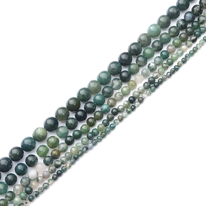 Natural green moss agate round loose beads for jewelry making in various sizes
