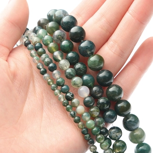 Natural Moss Agate round beads in various sizes for DIY jewelry and bracelets making