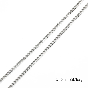 Cadena de eslabones plateada 5,5mm bolsa de 2M para creación de joyas bricolaje
