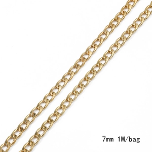Cadena de cruz dorada de 7mm para creación de joyas DIY y accesorios de ropa