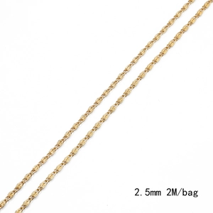 Cadena de eslabones dorada de 2,5 mm para creación de collares y pulseras de bricolaje